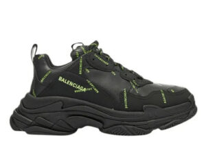 Balenciag* Triple S Sneaker 'Allover Logo - Black Fluo Yellow