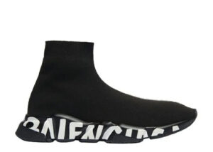 Balenciag* Speed Graffiti Trainers Black White